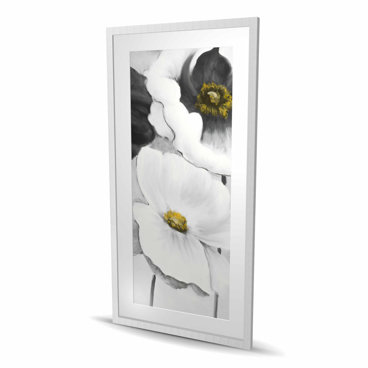 C1FM2448EJYF07 24 x 48 in. Assorted White Flowers - Monochrome Botanical Framed Print