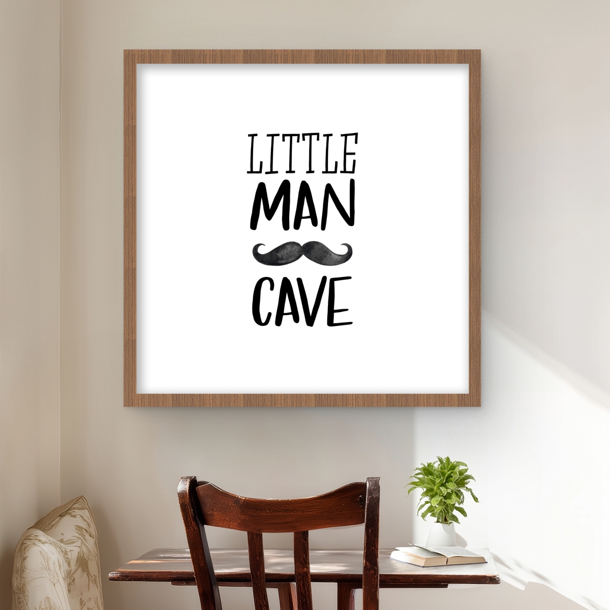 C1FM2424H3UN9K 24 x 24 in. Little Man Cave - Black Framed Matted Print for Home Decor