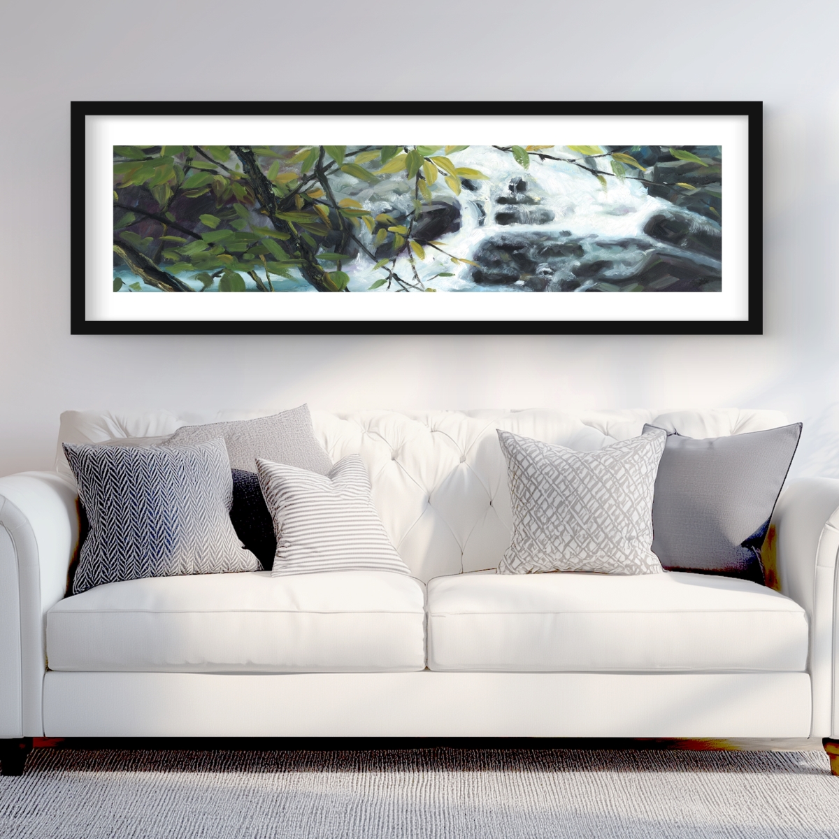 C1FM2060X8MA52 20 x 60 in. Peaceful Fall - Framed Matted Print for Bedroom Decor