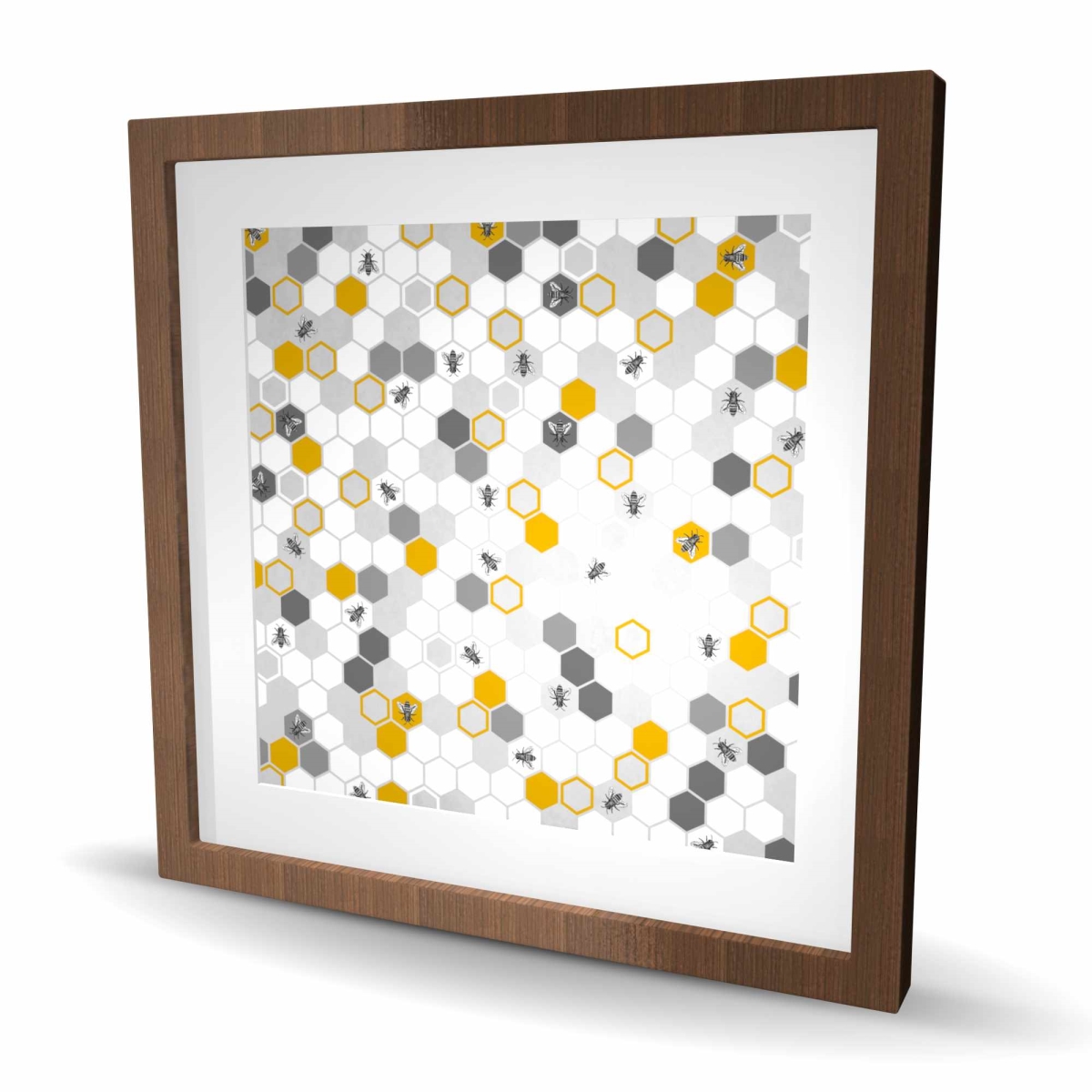 C1FM2424RI4X0C 24 x 24 in. Beehive Pattern - Framed Matted Print for Home Decor