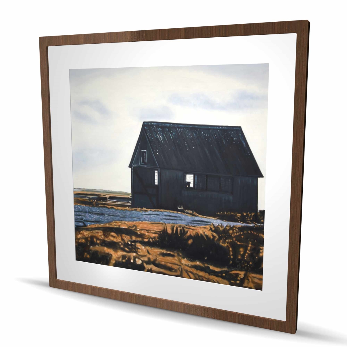 C1FM3636MG866H 36 x 36 in. Abandoned Barn - Kitchen Beige Framed Matted Print for Decor