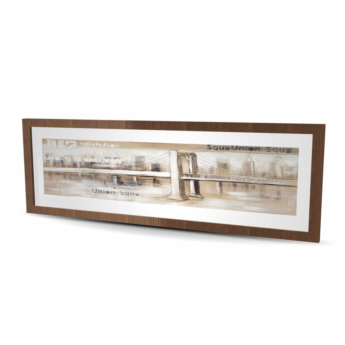 C1FM1648C9I814 16 x 48 in. Abstract Bridge with Typography - Framed Matted Print Decor