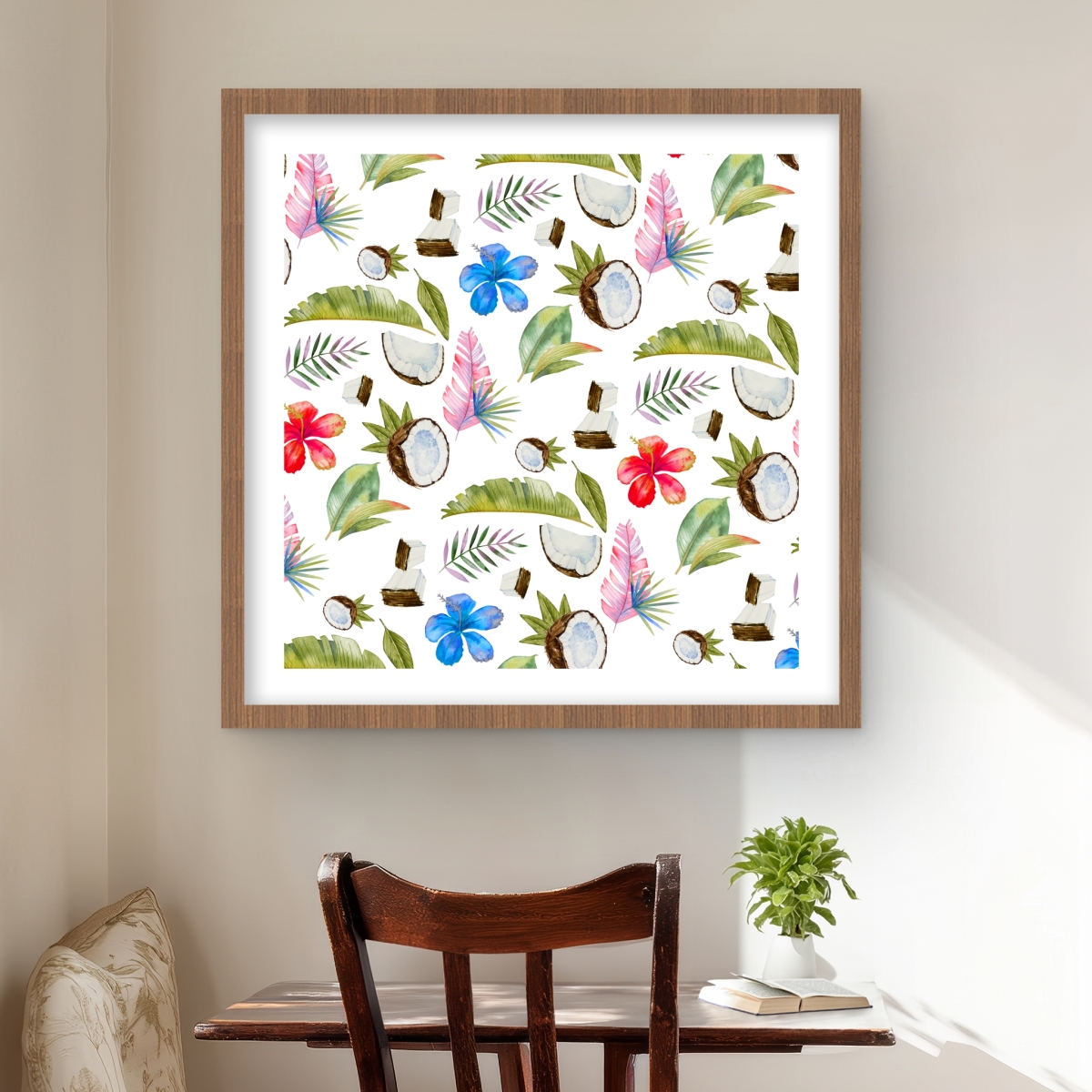 C1FM2424MURCVF 24 x 24 in. Tropical Pattern Floral Botanical Framed Print - Home Decor