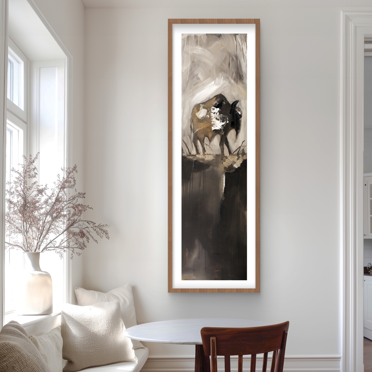 C1FM2060NEFX2P 20 x 60 in. Abstract Buffalo - Framed Matted Print for Home Decor