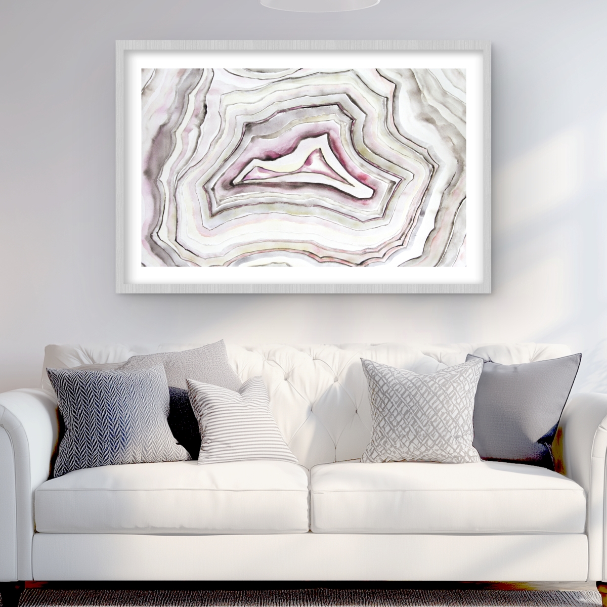 C1FM243606HFSO 24 x 36 in. Geode Beige Pattern Framed Matted Print for Home Decor