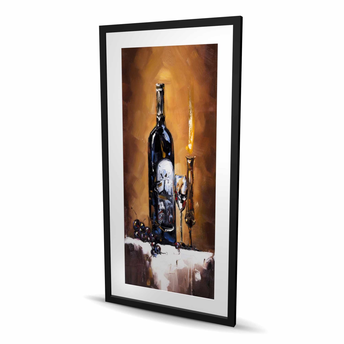 C1FM2448T3SK9Q 24 x 48 in. Candlelit Wine - Still Life Food Framed Matted Print Decor