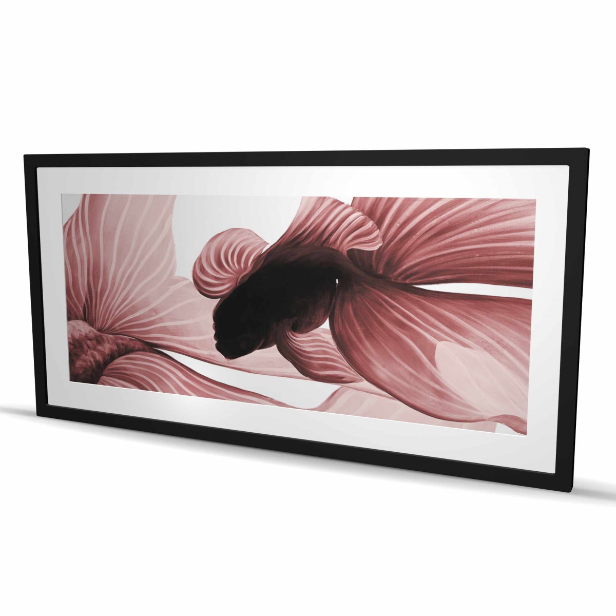 C1FM2448T9274B 24 x 48 in. Two Red Betta - Framed Matted Print for Home Decor
