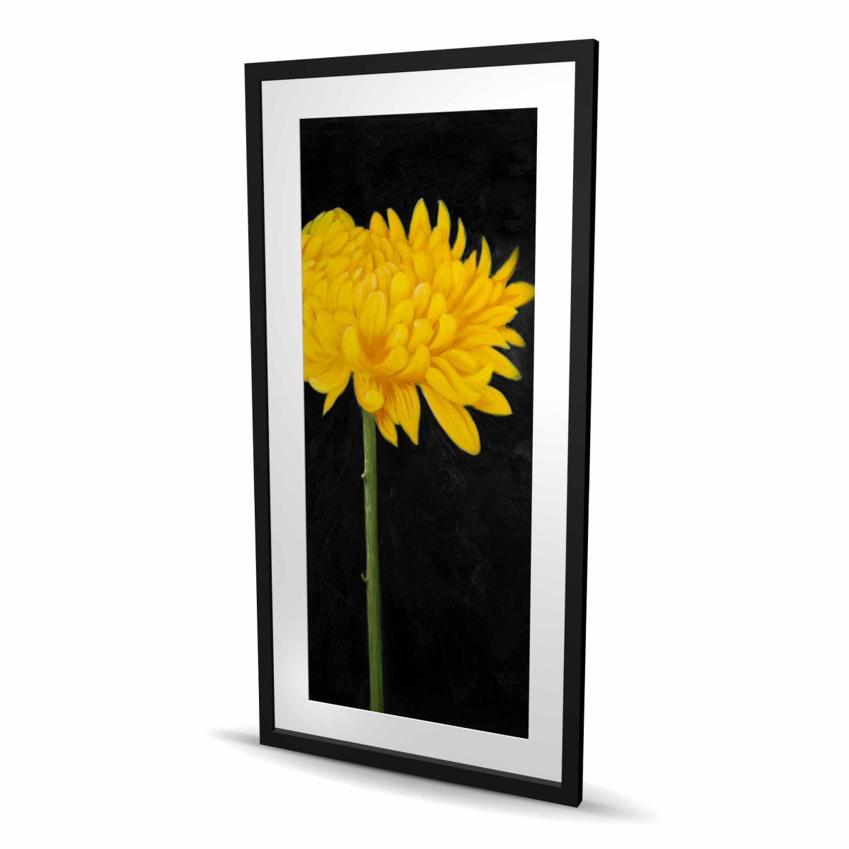 C1FM2448V8U7NM 24 x 48 in. Chrysanthemum Rustic Black Framed Matted Print - Home Decor
