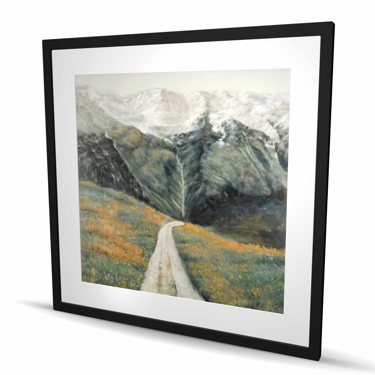 C1FM3636THMZQA 36 x 36 in. Mountainous Landscape - Framed Matted Print for Home Decor