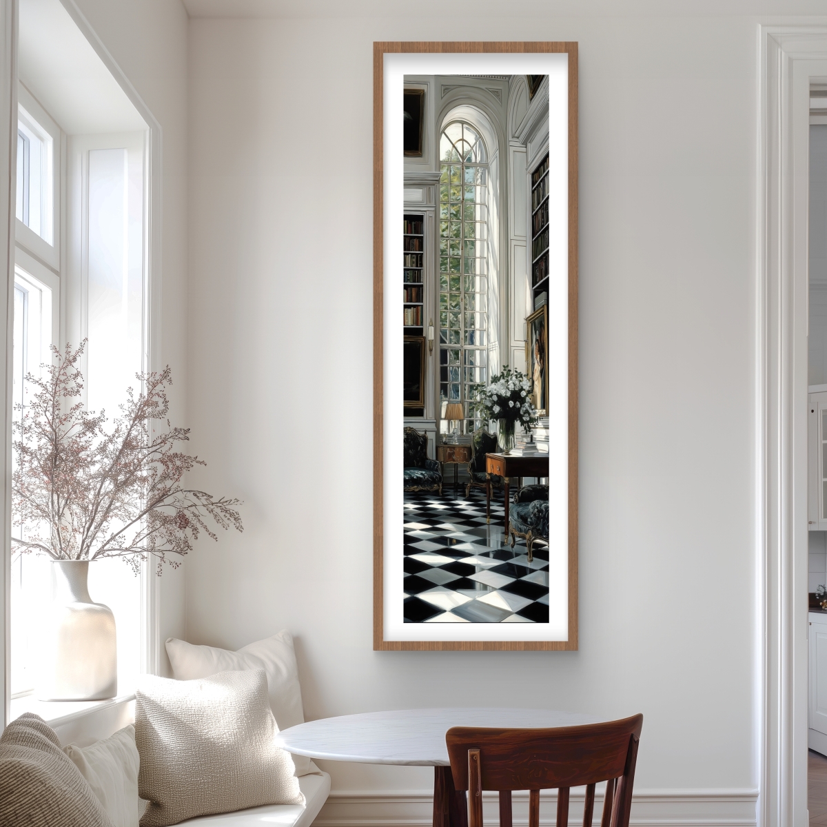C1FM2060V09KBK 20 x 60 in. The Study - Contemporary Framed Matted Print for Home Decor