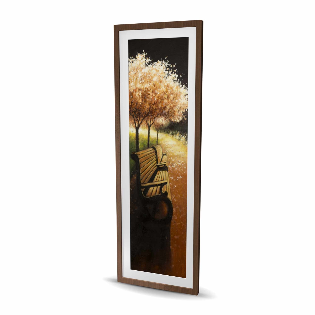 C1FM2060JX9XDC 20 x 60 in. Park Bench on A Fall Day - Seasons Livingroom Framed Print