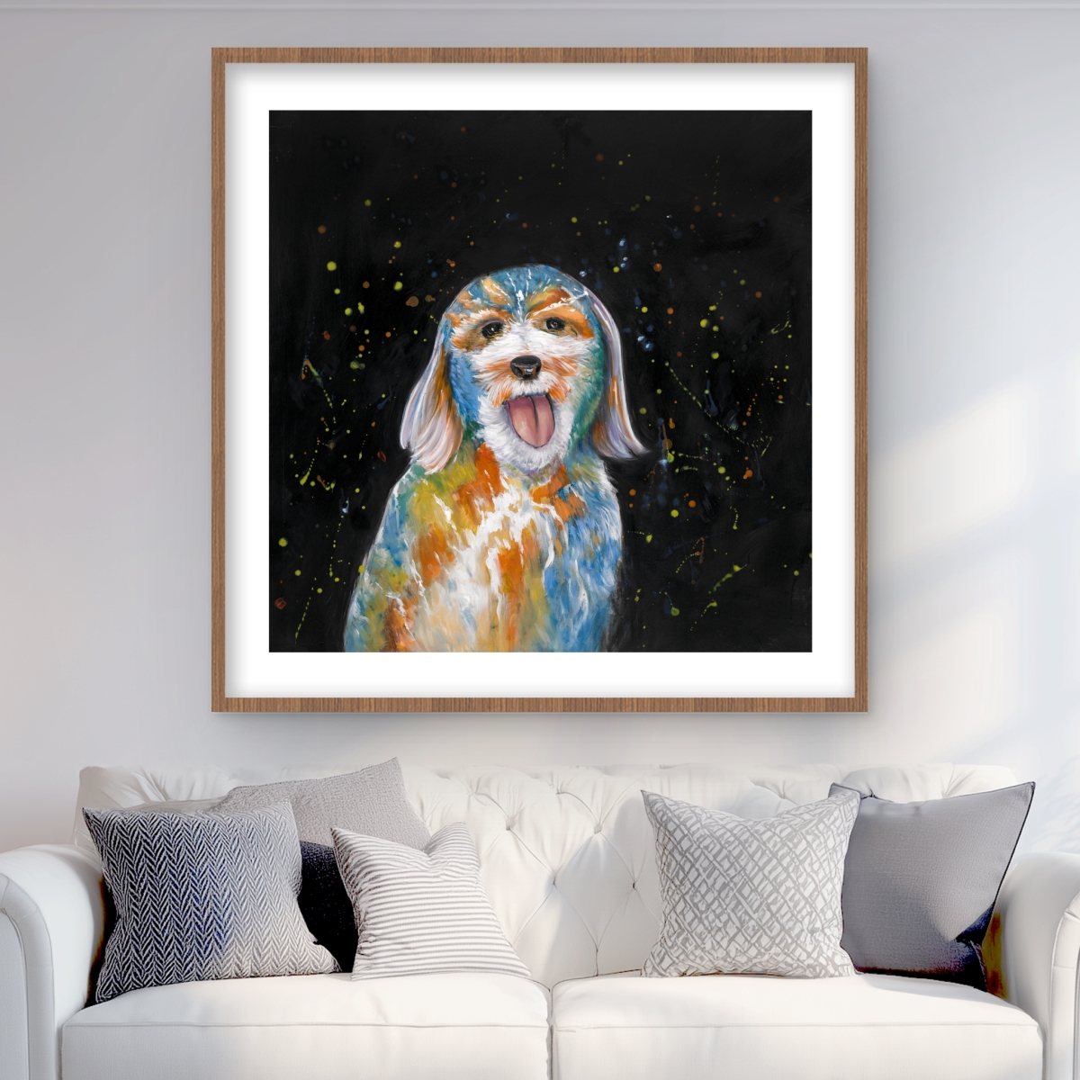 C1FM3636YY9G3N 36 x 36 in. Abstract Labradoodle - Framed Matted Print for Home Decor
