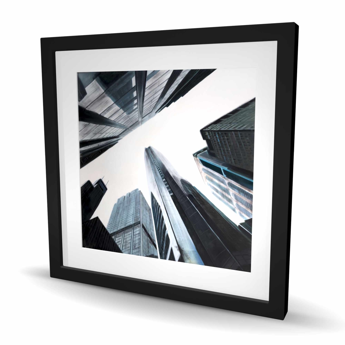 C1FM2424GB20LD 24 x 24 in. Perspective View of Skyscraper - Framed Matted Print Decor