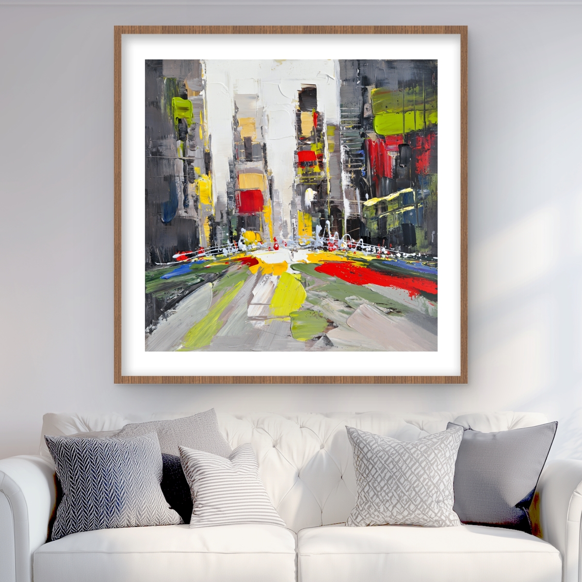 C1FM3636ZNF4RP 36 x 36 in. Abstract Texturized Cityscape - Building Green Framed Print