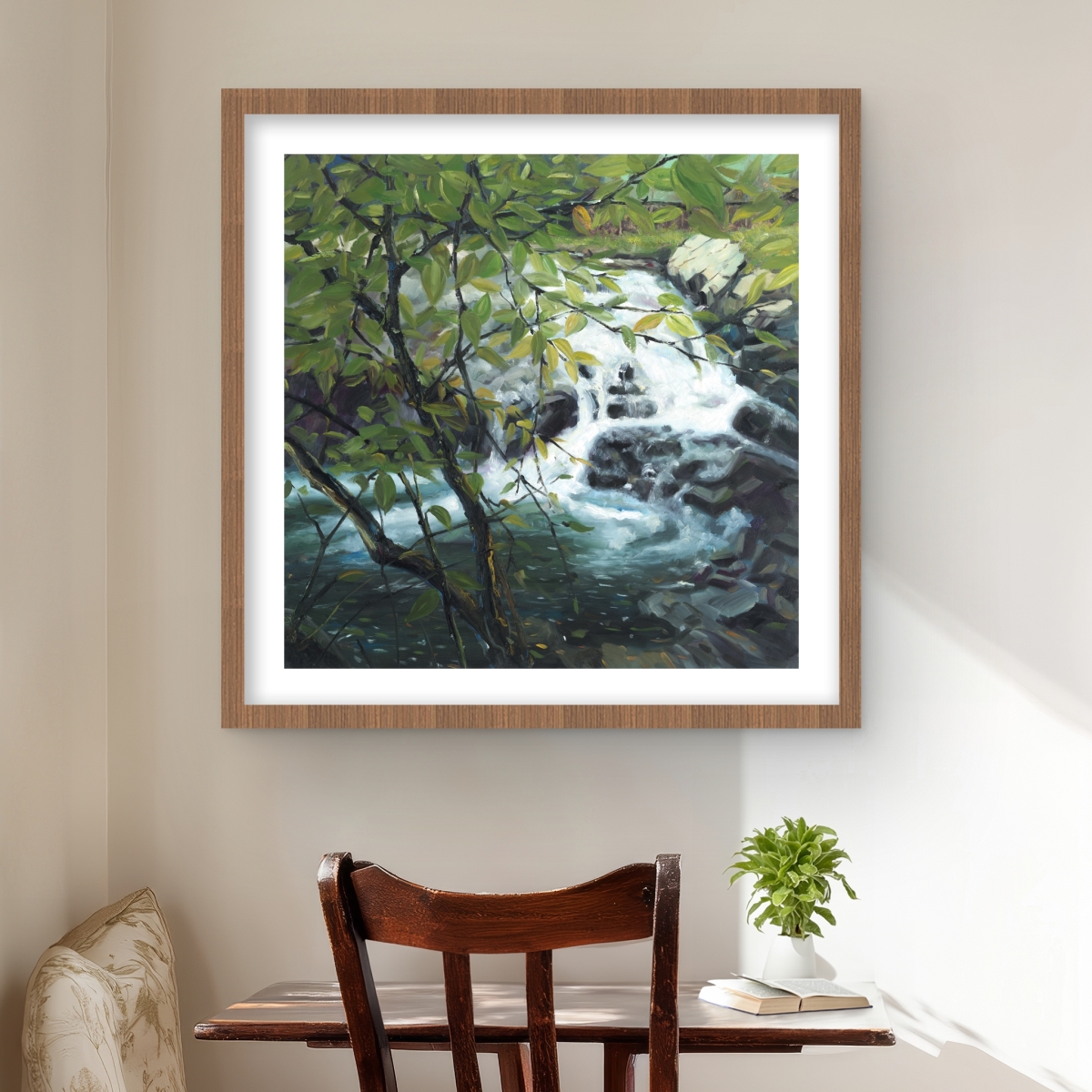 C1FM2424BO4H46 24 x 24 in. Peaceful Fall - Trees Contemporary Framed Matted Print Decor
