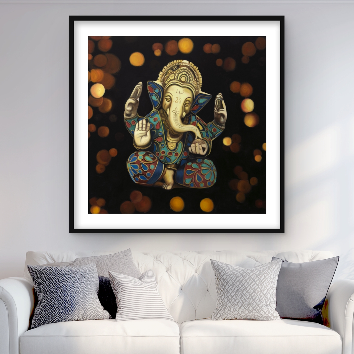 C1FM36367PFTDV 36 x 36 in. Ganesh - Asian Office Framed Matted Print for Home Decor