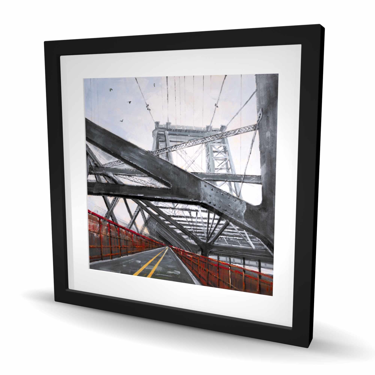 C1FM2424S4FF2D 24 x 24 in. Bridge Architecture - Red Cities Framed Matted Print Decor