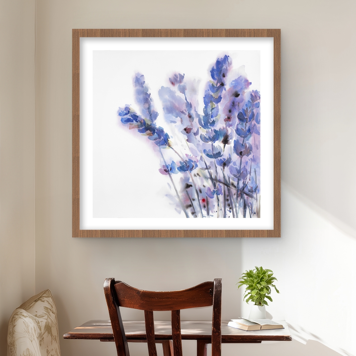 C1FM2424U25L4C 24 x 24 in. Watercolor Lavender Flowers Print - Botanical Floral Decor