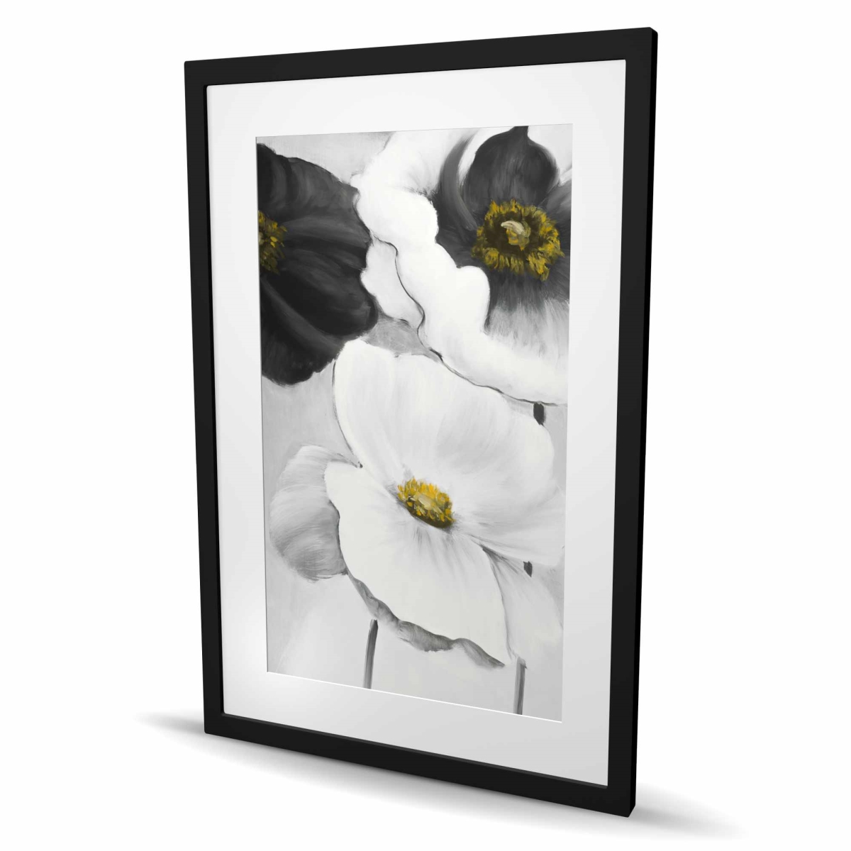 C1FM2436DCSKG0 24 x 36 in. Assorted White Flowers - Botanical Framed Matted Print Decor