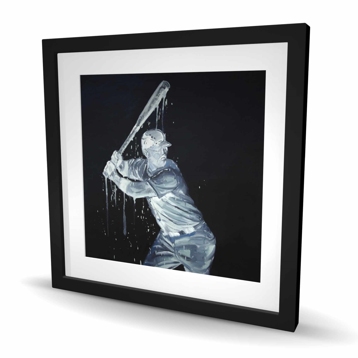 C1FM2424VKK3NY 24 x 24 in. Baseball Player Framed Matted Print - Sports Man Cave Decor