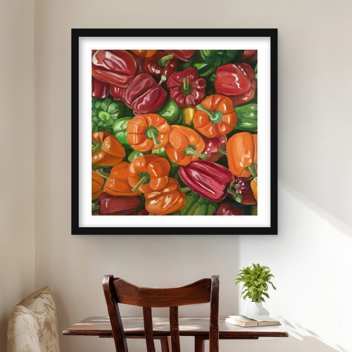 C1FM24245S1I6N 24 x 24 in. A Lot of Peppers - Kitchen Still Life Framed Print for Decor