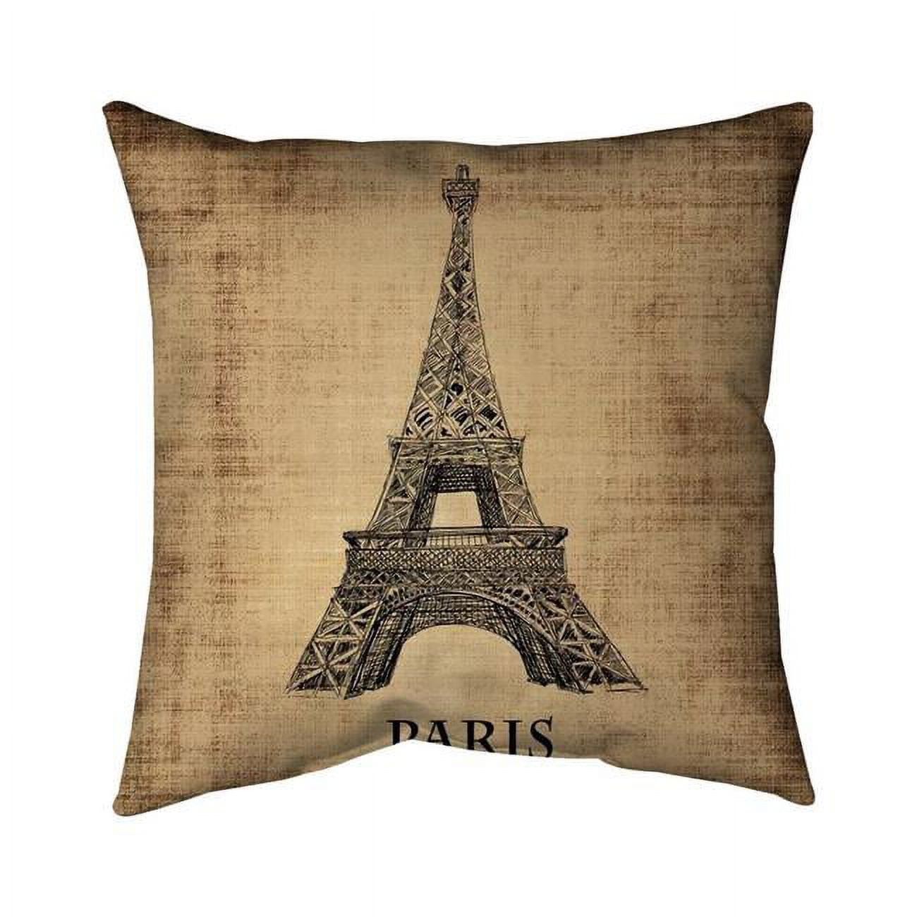 16 x 16 in. Eiffel Tower Illustration-Double Sided Print Outdoor Pillow Cover