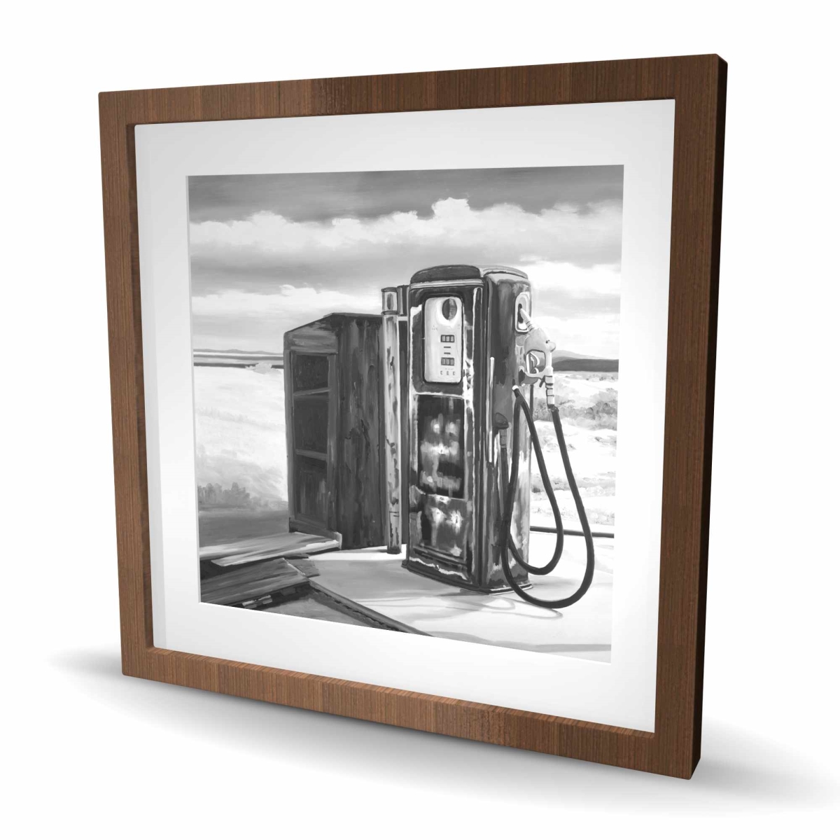 C1FM24246TYNZB 24 x 24 in. Old Gas Pump - Black & White Still Life Framed Print - Decor