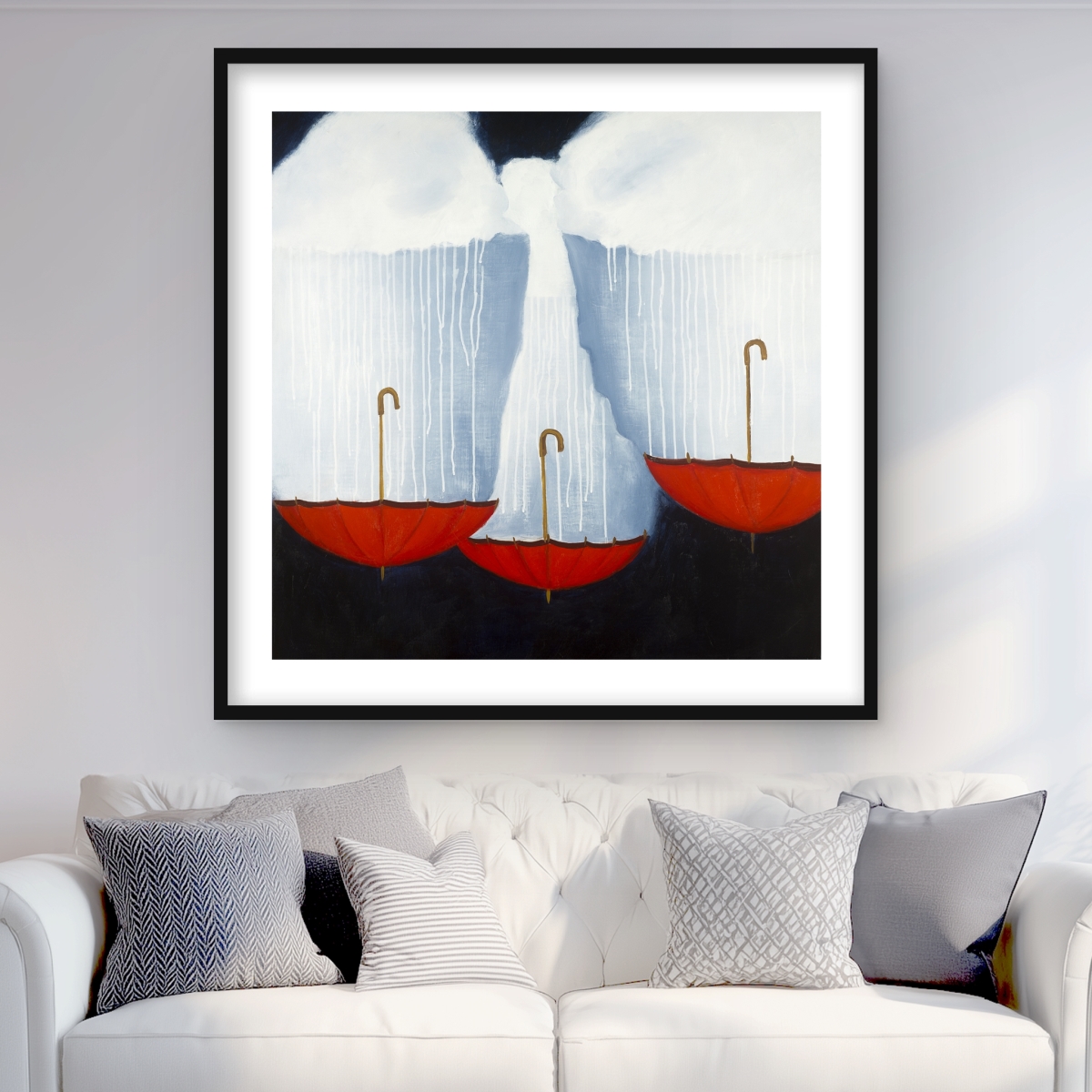 C1FM36361HTAPF 36 x 36 in. Upside Down Umbrellas - Scenic Framed Matted Print for Decor