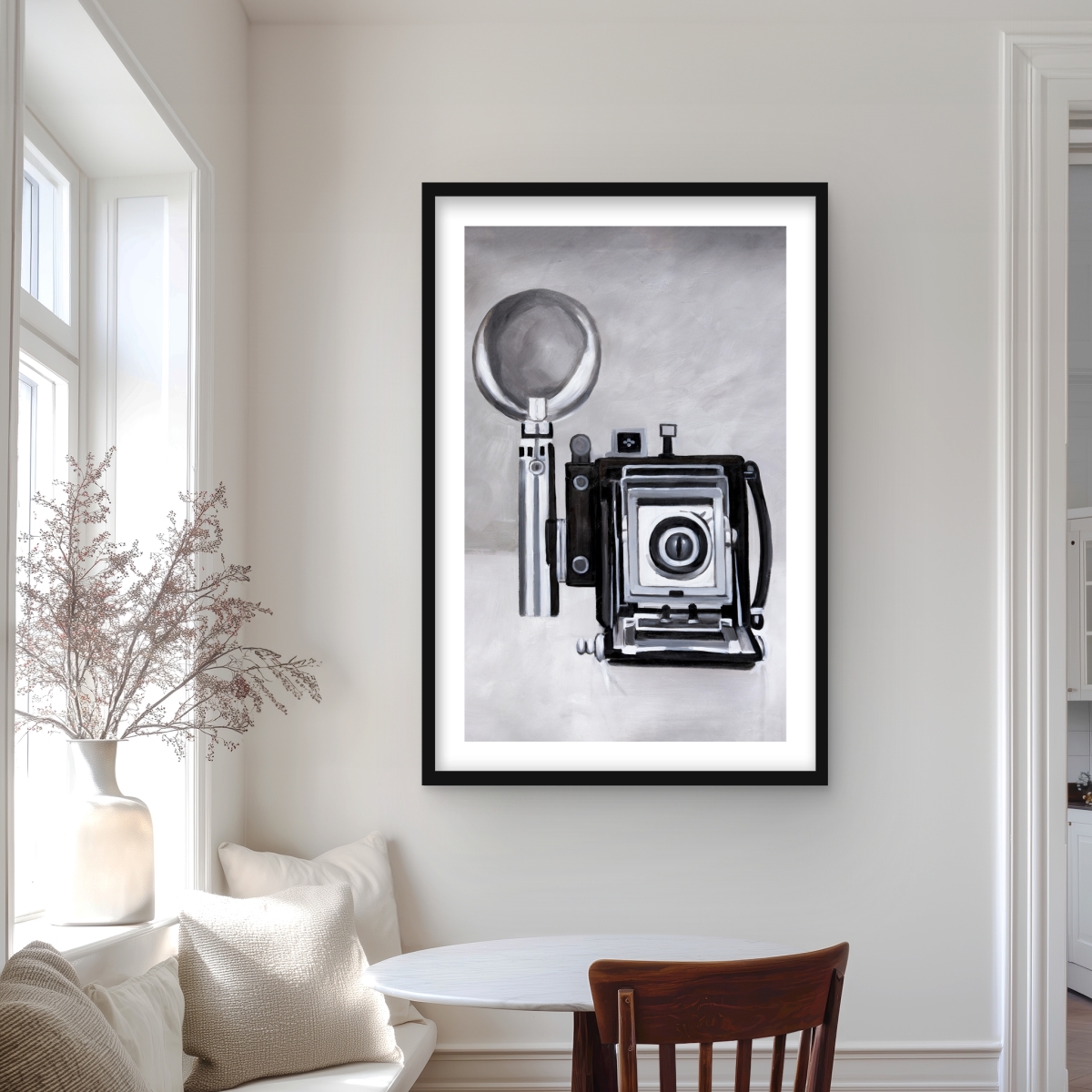 C1FM2436021G90 24 x 36 in. Antique Camera Framed Matted Print - Unique Home Decor Art
