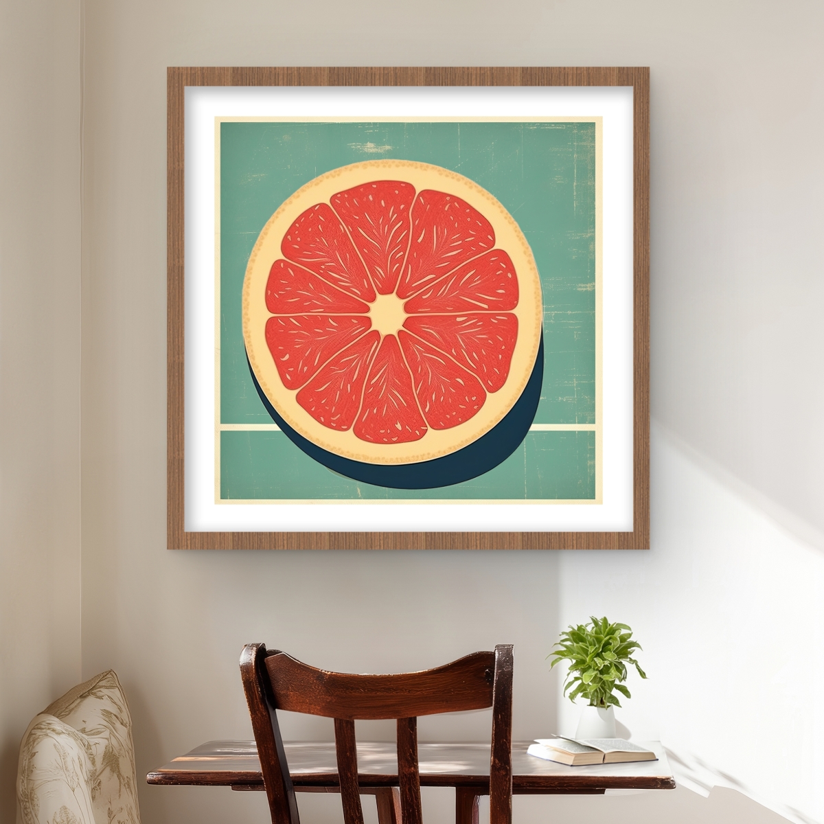 C1FM2424NL9JO6 24 x 24 in. Grapefruit - Food Kitchen Framed Matted Print for Home Decor