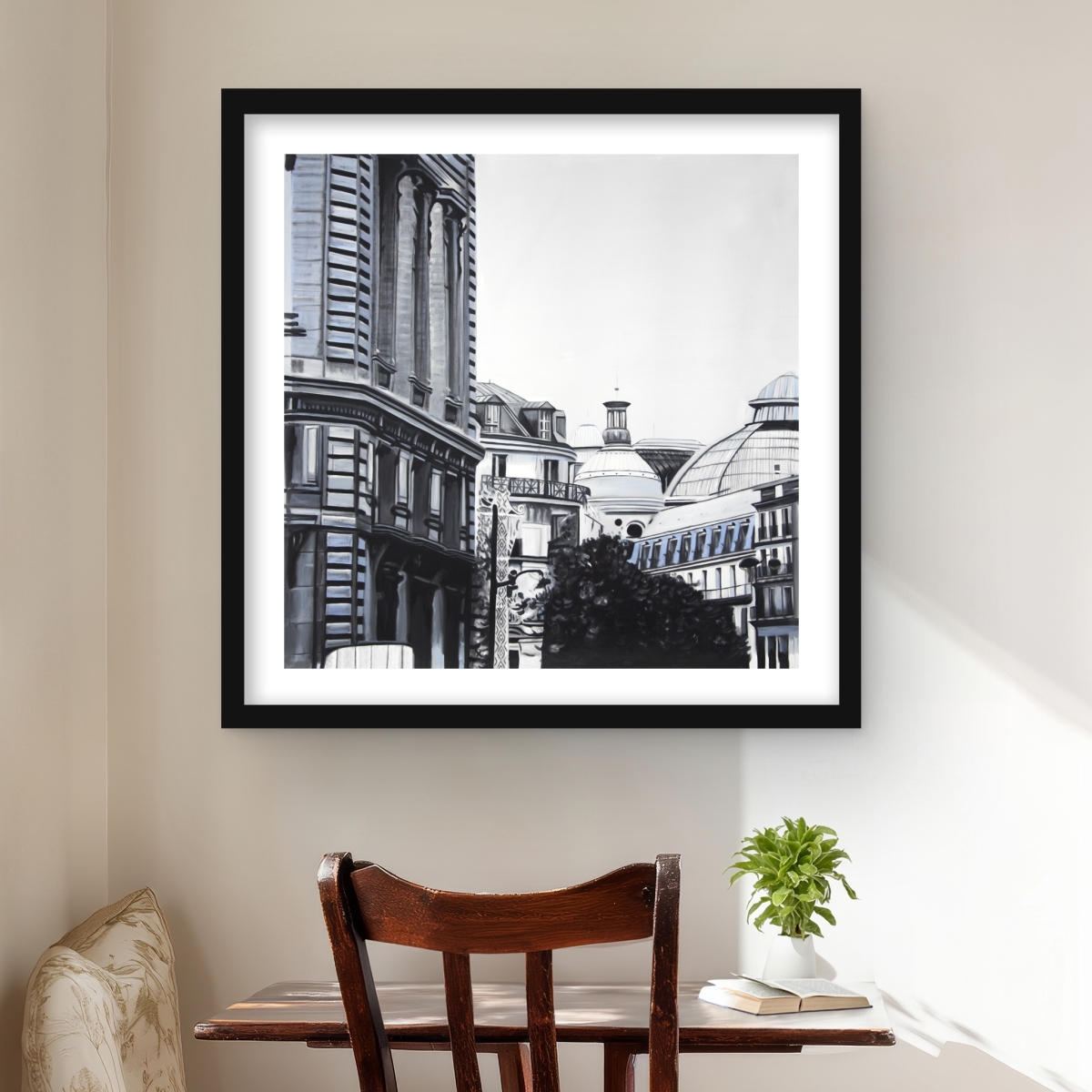 C1FM2424Q9ZAWA 24 x 24 in. Historic Downtown - Hyperrealist Cities Framed Matted Print