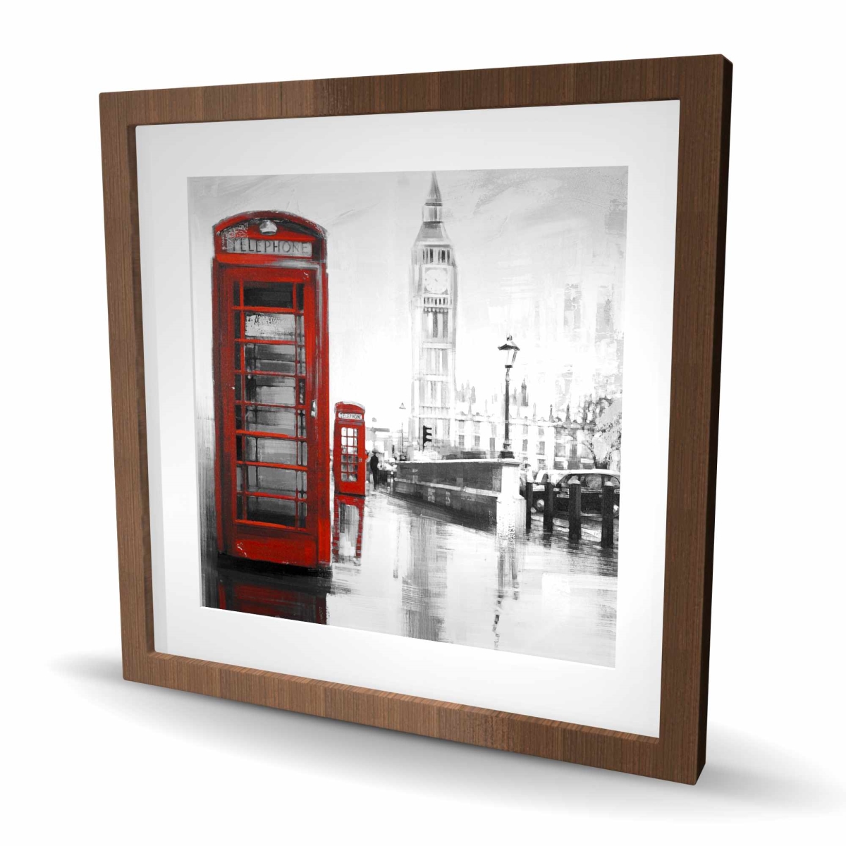 C1FM2424QCPDXW 24 x 24 in. Red Phonebooth with Big Ben - Man Cave Decor Print