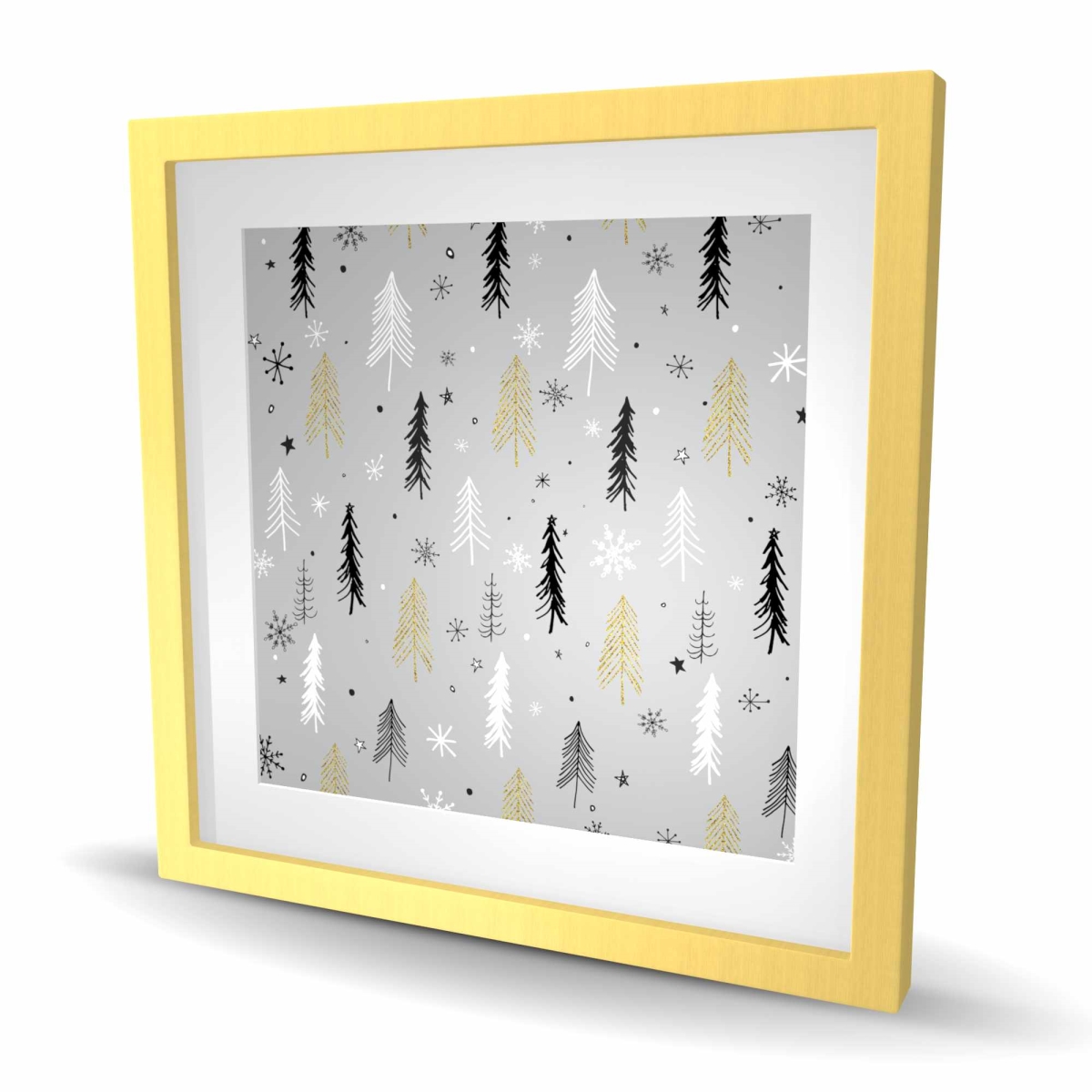 C1FM2424ALJFY6 24 x 24 in. Christmas Tree Pattern - Holiday Framed Matted Print Decor