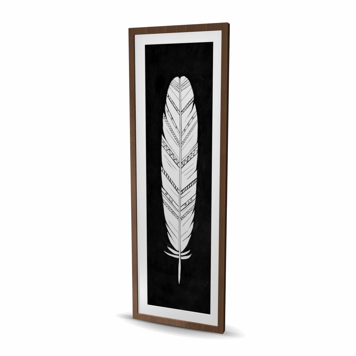 C1FM20603QH44C 20 x 60 in. Feather with Patterns - Black Framed Matted Print for Decor