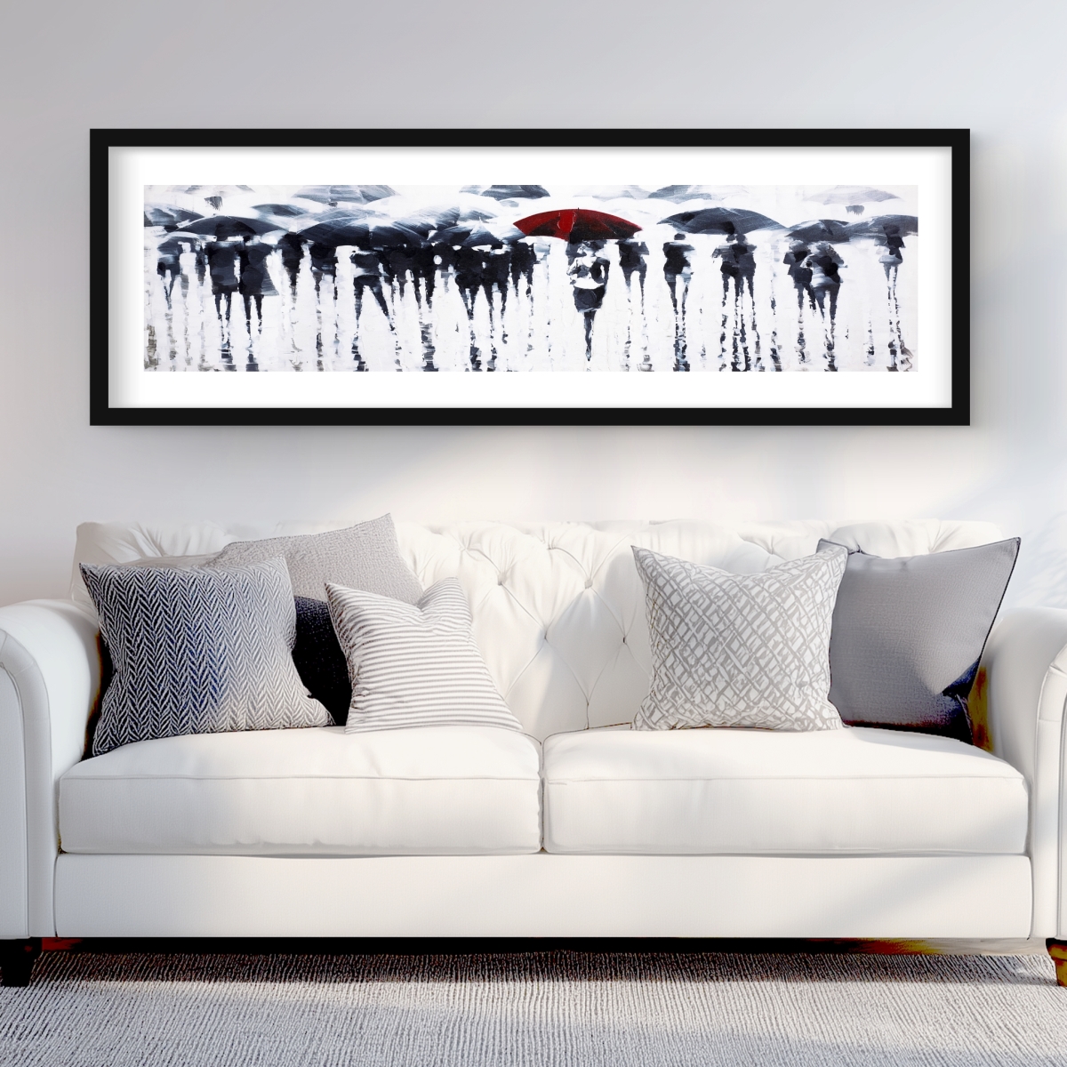 C1FM2060BILAPK 20 x 60 in. Abstract Silhouettes Under the Rain - White Figurative Print