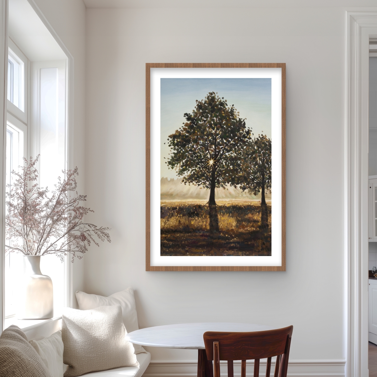C1FM24366F59WN 24 x 36 in. Trees in the Countryside - Rustic Framed Matted Print Decor