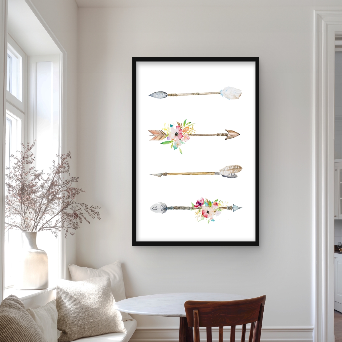 C1FM24366Y09V7 24 x 36 in. Fleches Et Fleurs - Framed Matted Print for Home Decor