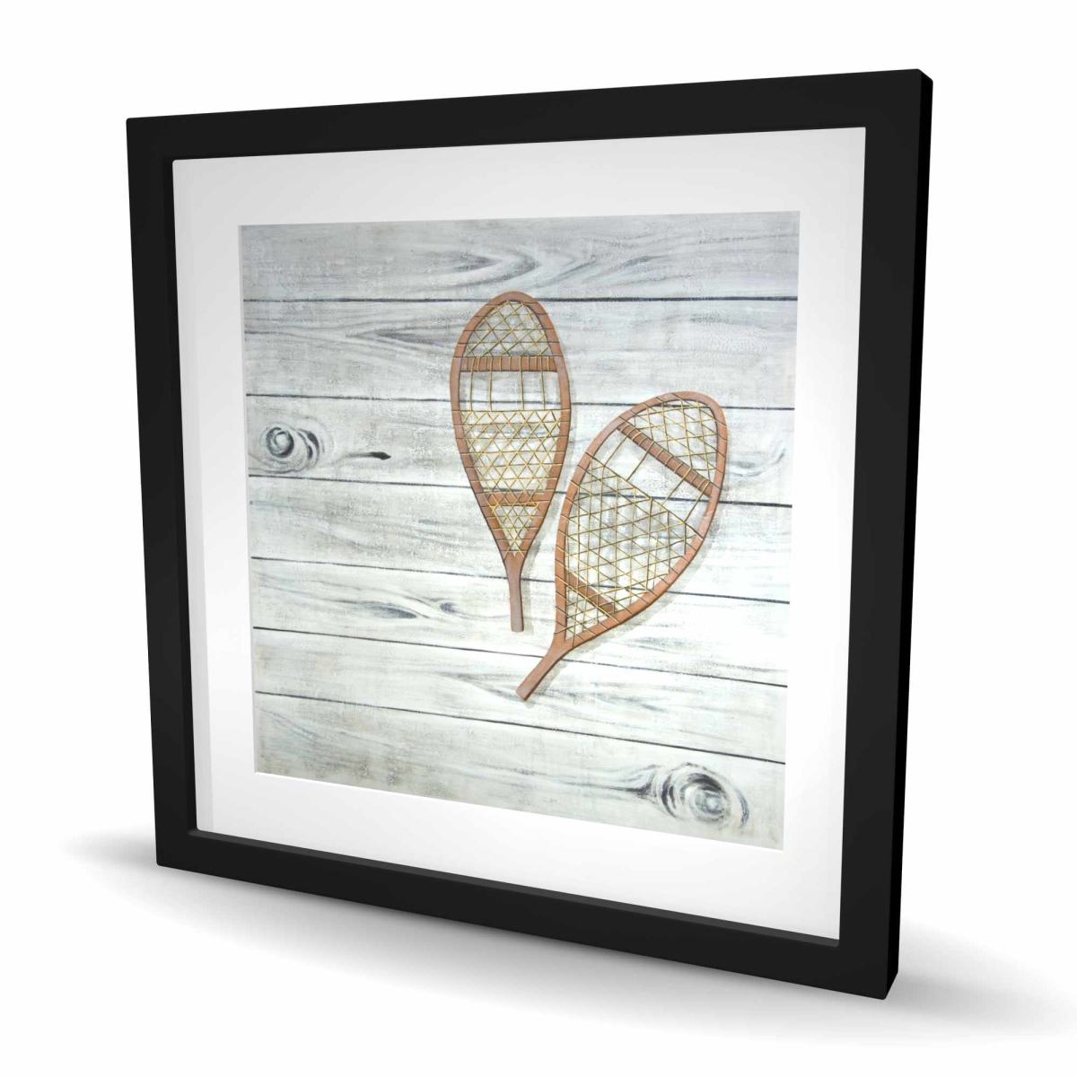 C1FM2424V0IQZ9 24 x 24 in. Snowshoes - Scandinavian Man Cave Framed Matted Print Decor