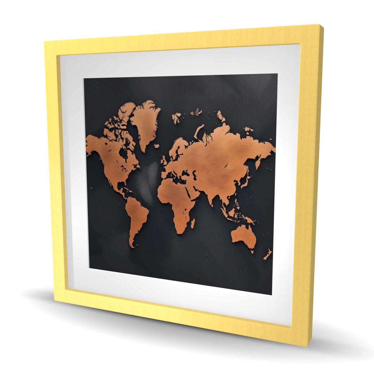 C1FM24246SESYS 24 x 24 in. Rusted Map - Blueprints Black Framed Matted Print for Decor