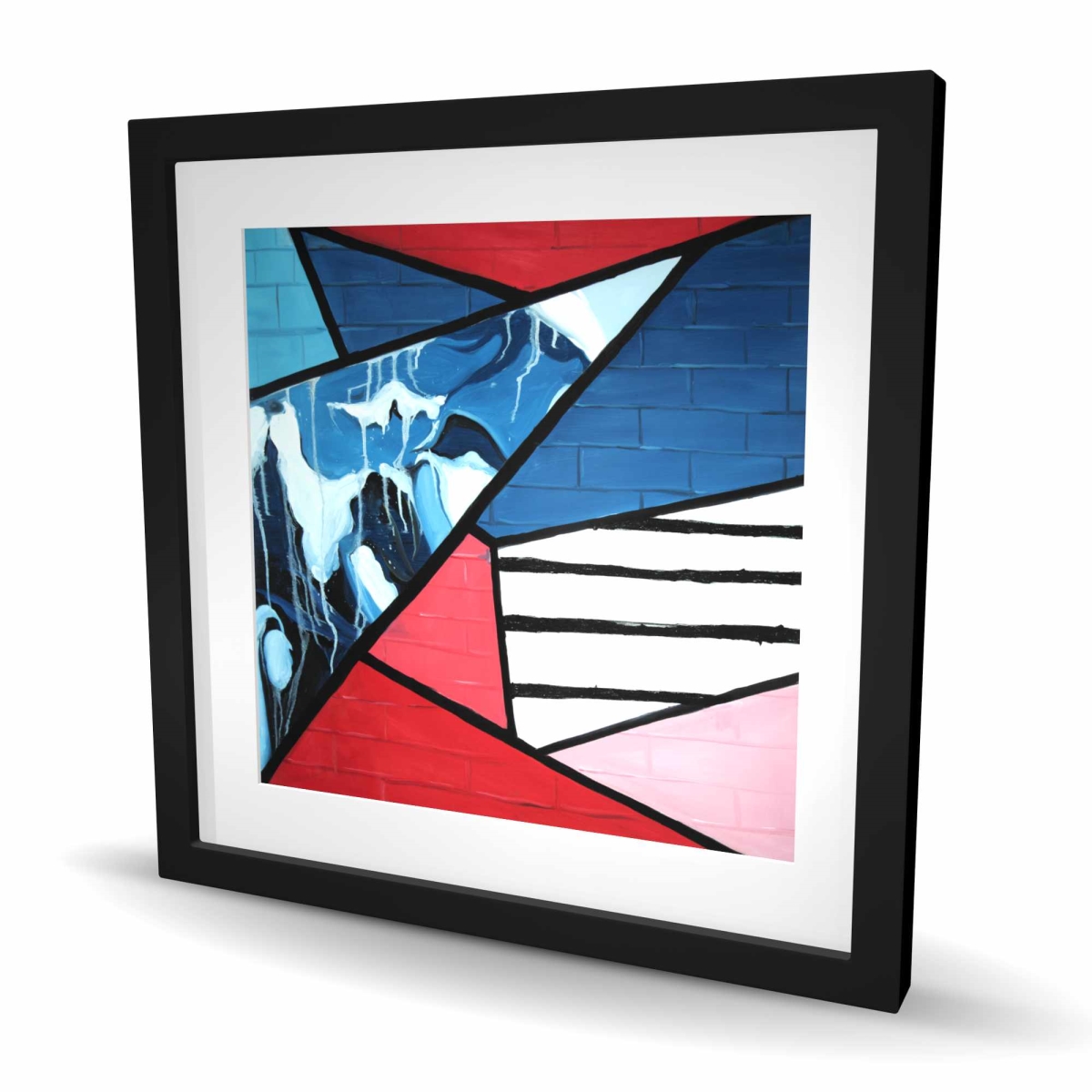C1FM2424X9YL3S 24 x 24 in. Diagonal Unity - Shapes Red Framed Matted Print for Decor