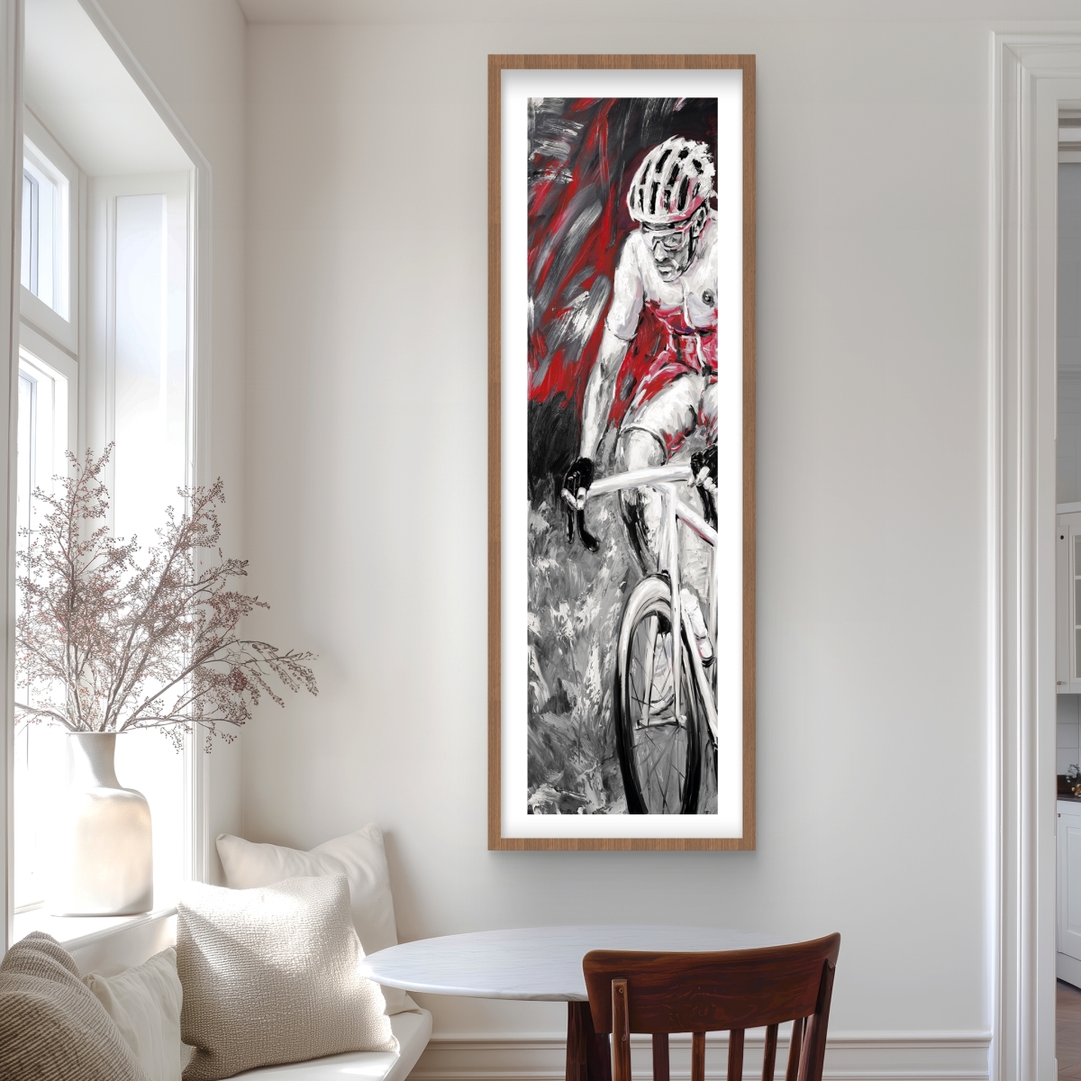 C1FM2060XH8BJG 20 x 60 in. Professional Red Cyclist - Bike Man Cave Framed Print Decor