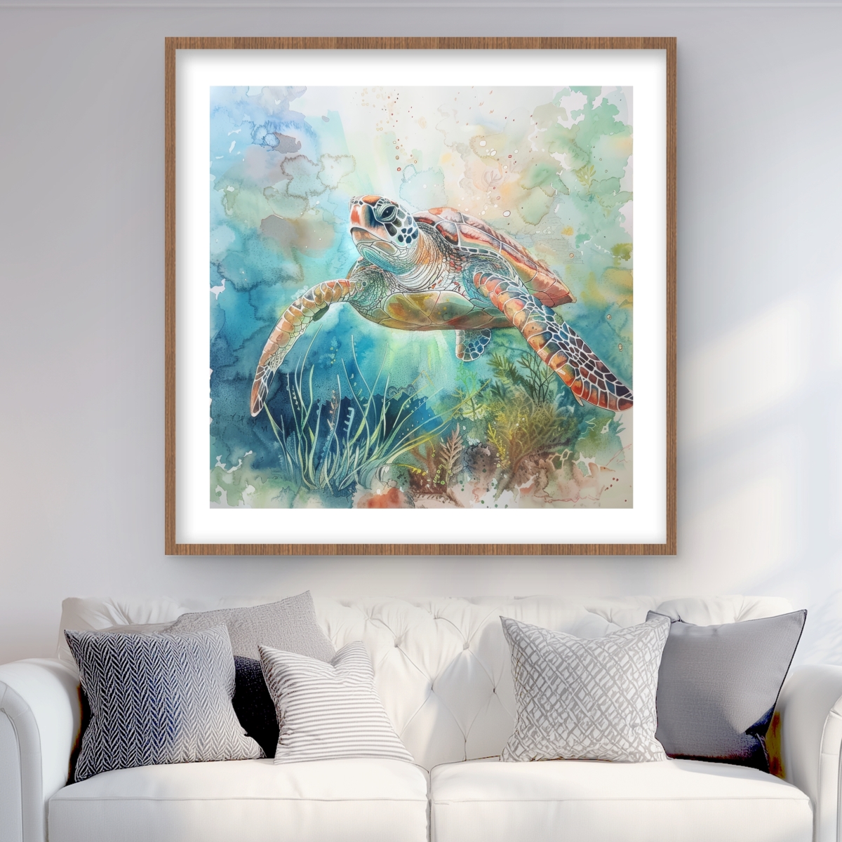 C1FM36363LCHB1 36 x 36 in. Turtle Gray Framed Matted Print - Home Decor Artwork