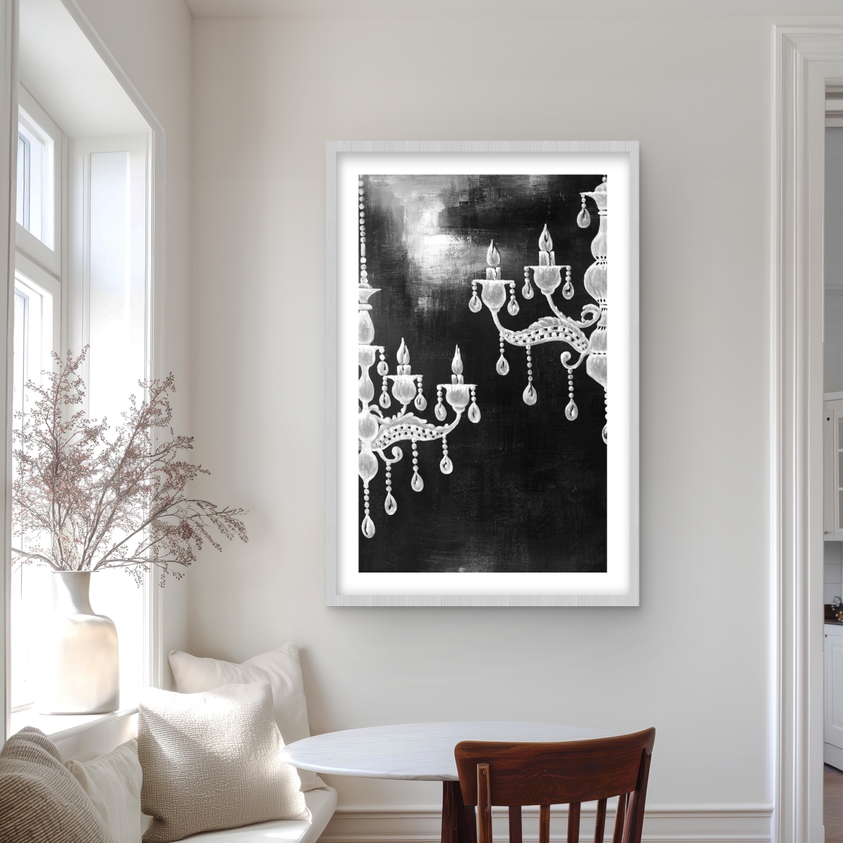 C1FM2436B9LDXY 24 x 36 in. White Chandeliers - Industrial Still Life Framed Print Decor