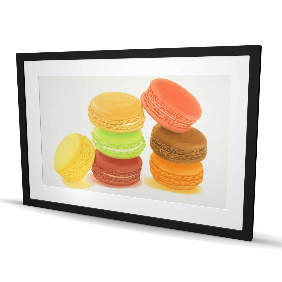 C1FM2436BHSV79 24 x 36 in. Delicious Macaroons - Food Kitchen Framed Matted Print Decor