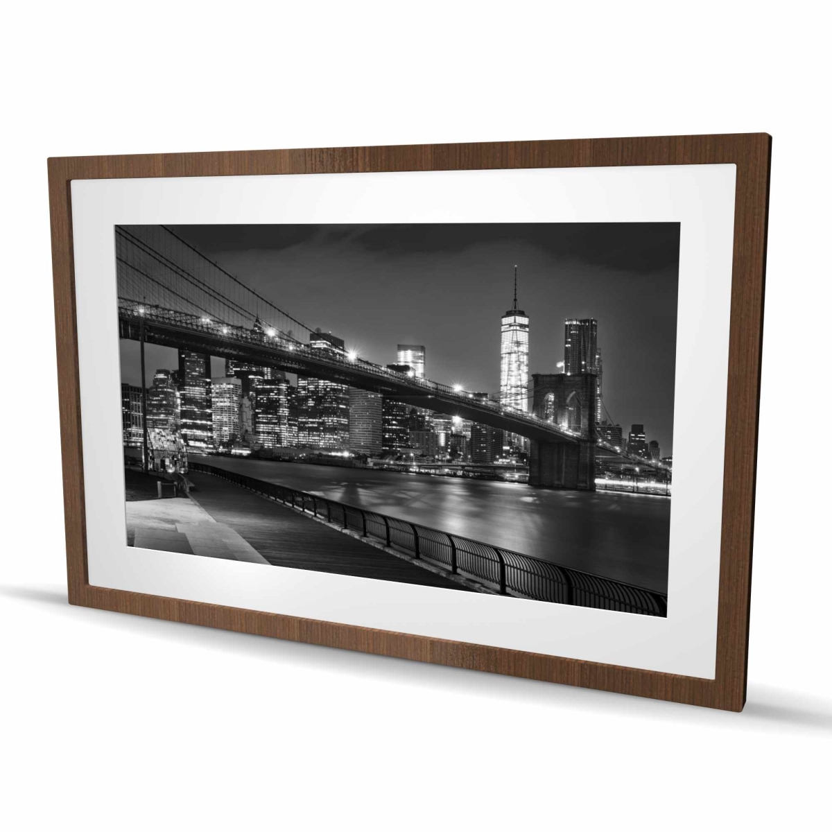 C1FM2436BQ40TS 24 x 36 in. City Under the Night - Monochrome Places Framed Print Decor