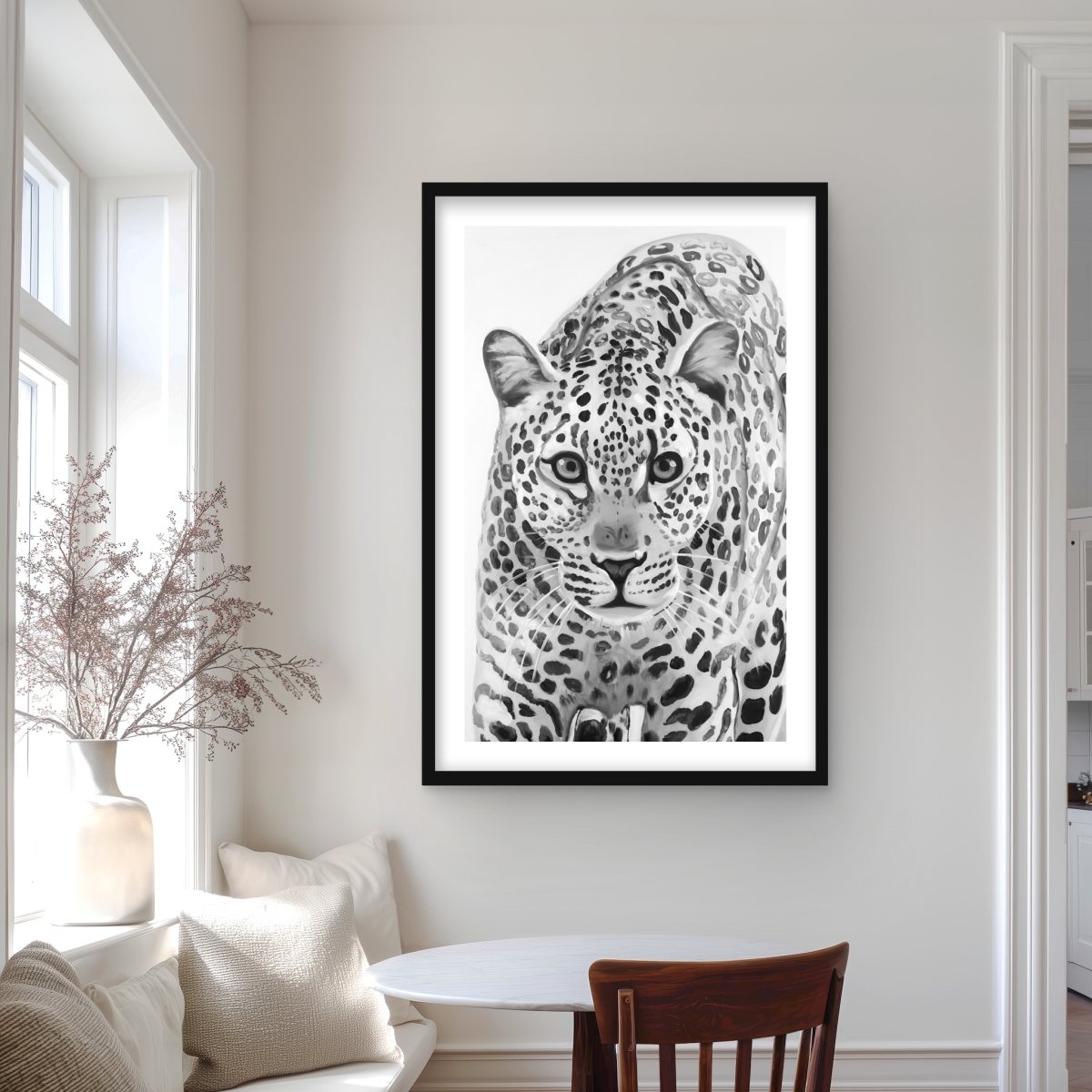 C1FM2436108INV 24 x 36 in. Leopard Ready to Attack - Feline Framed Matted Print - Decor