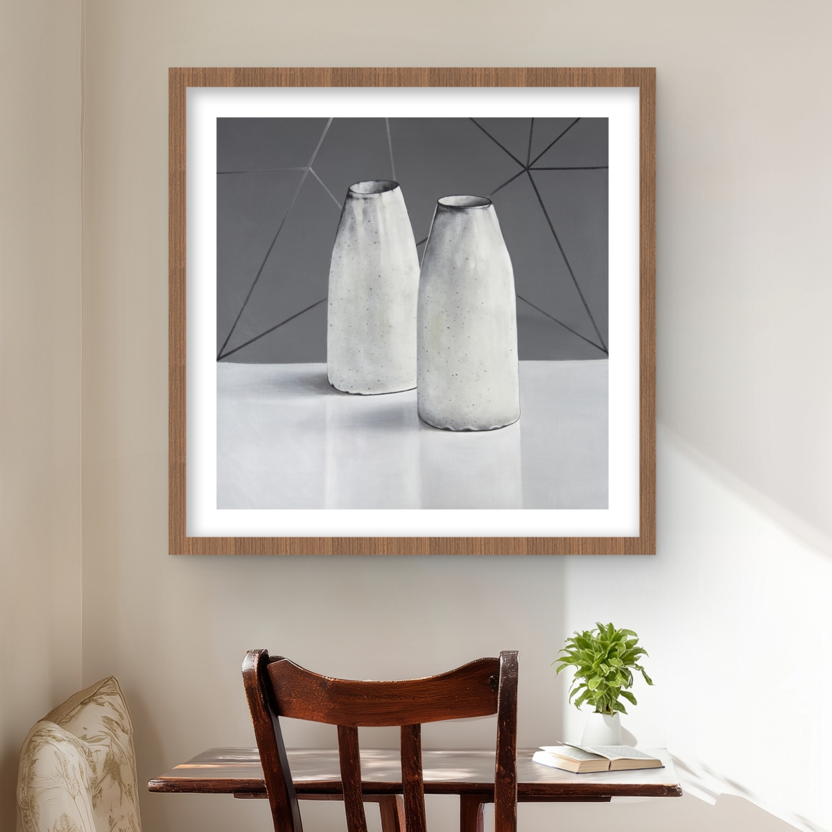 C1FM2424QLQRQR 24 x 24 in. Vases - Object Kitchen Framed Matted Print for Home Decor