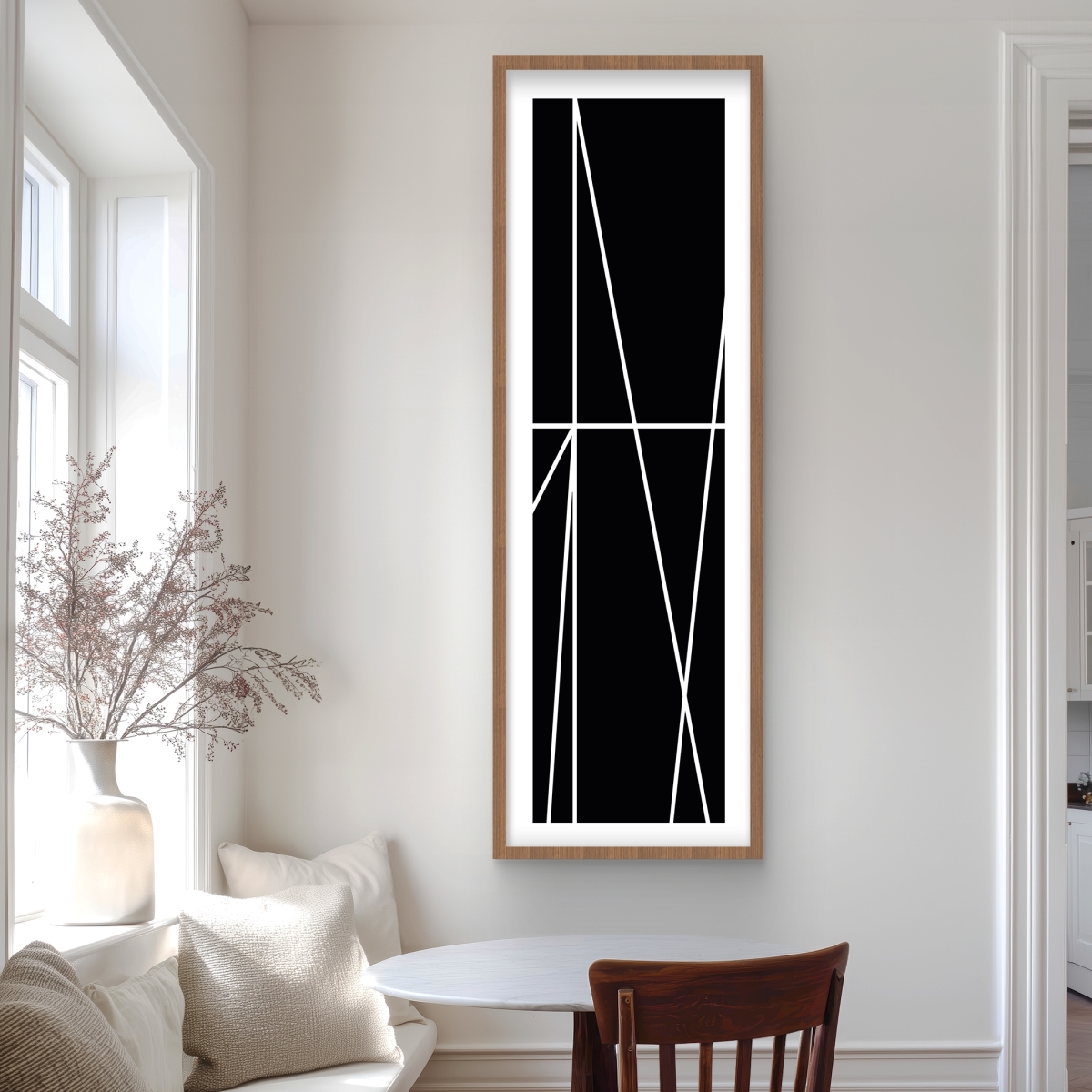 C1FM2060E43PH0 20 x 60 in. White Stripes on Black Background - Framed Office Print