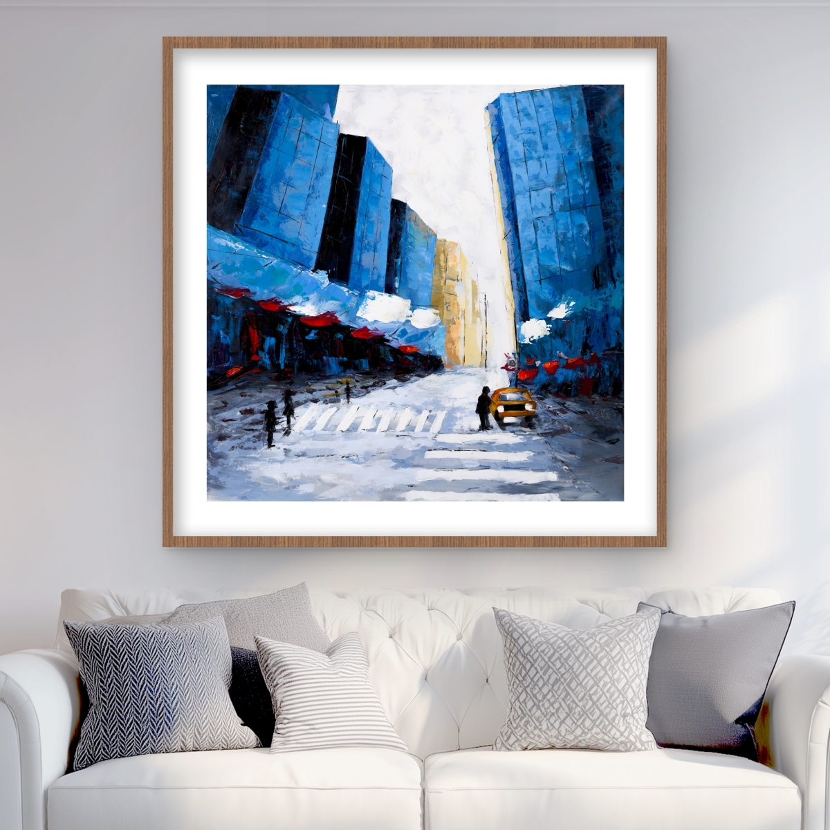 C1FM3636PSFRD0 36 x 36 in. Blue Buildings - Contemporary Office Framed Matted Print