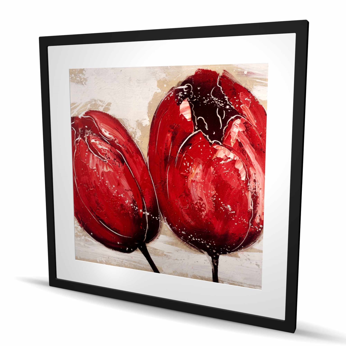 C1FM3636QAXBLJ 36 x 36 in. Two Red Tulips - Botanical Office Framed Matted Print Decor